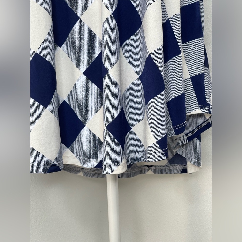 White Birch Navy White Gingham Plaid Sleeveless Tunic Dress Flowy Pockets Med - Picture 6 of 12